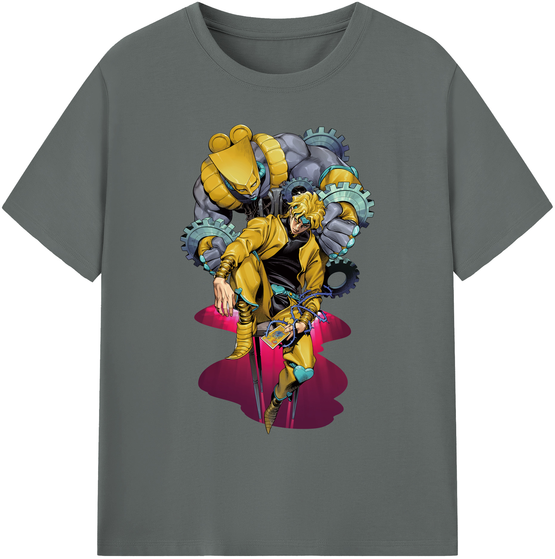 （画像用） ジョジョの奇妙な冒険 ディオ?ブランドー JoJo's Bizarre Adventure Dio Brando 綿100％ メンズ半袖Tシャツ｜肌触りやわらか＆通気性